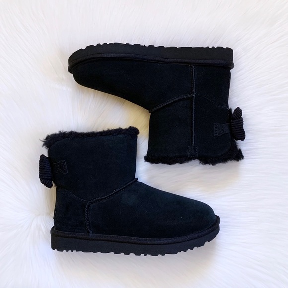 UGG Mini Bailey Corduroy Bow Boots In Black - Picture 6 of 8